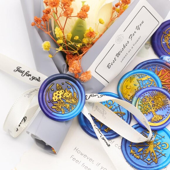 Galaxy Universe Wax Seal Stamp Set, Vintage 6 Pcs Sealing Wax Stamp Heads and 1 - Picture 3 of 6